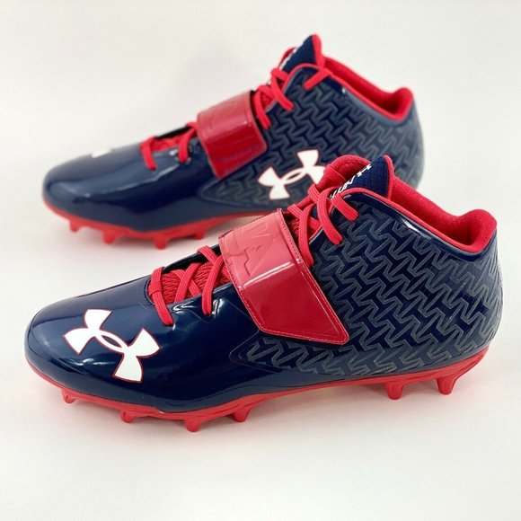 Under Armour Nitro Spine Men's Size 12.5 Football Cleats Navy Red - Picture 3 of 10